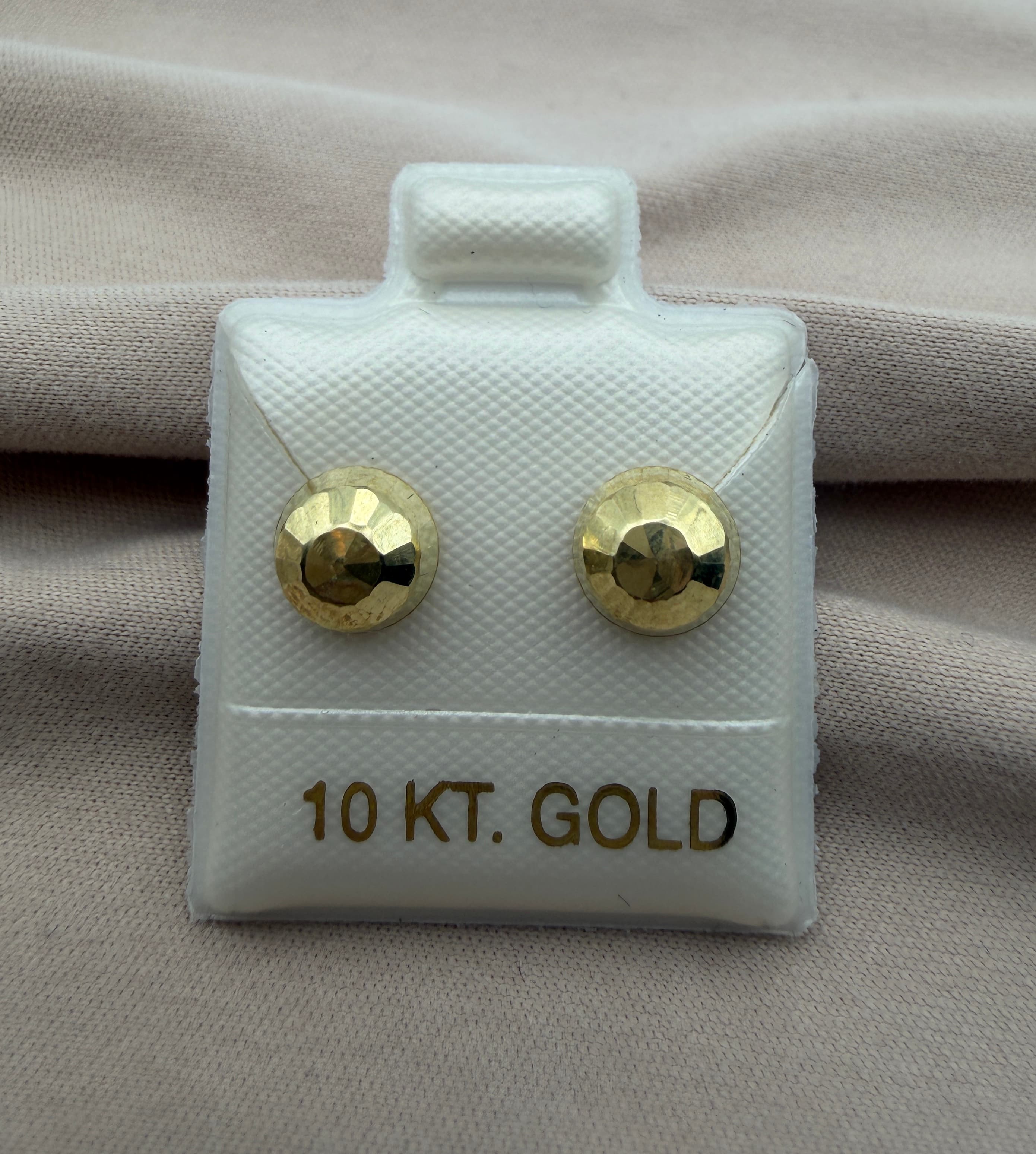 Broqueles Bolita Diamantada — Oro 10k