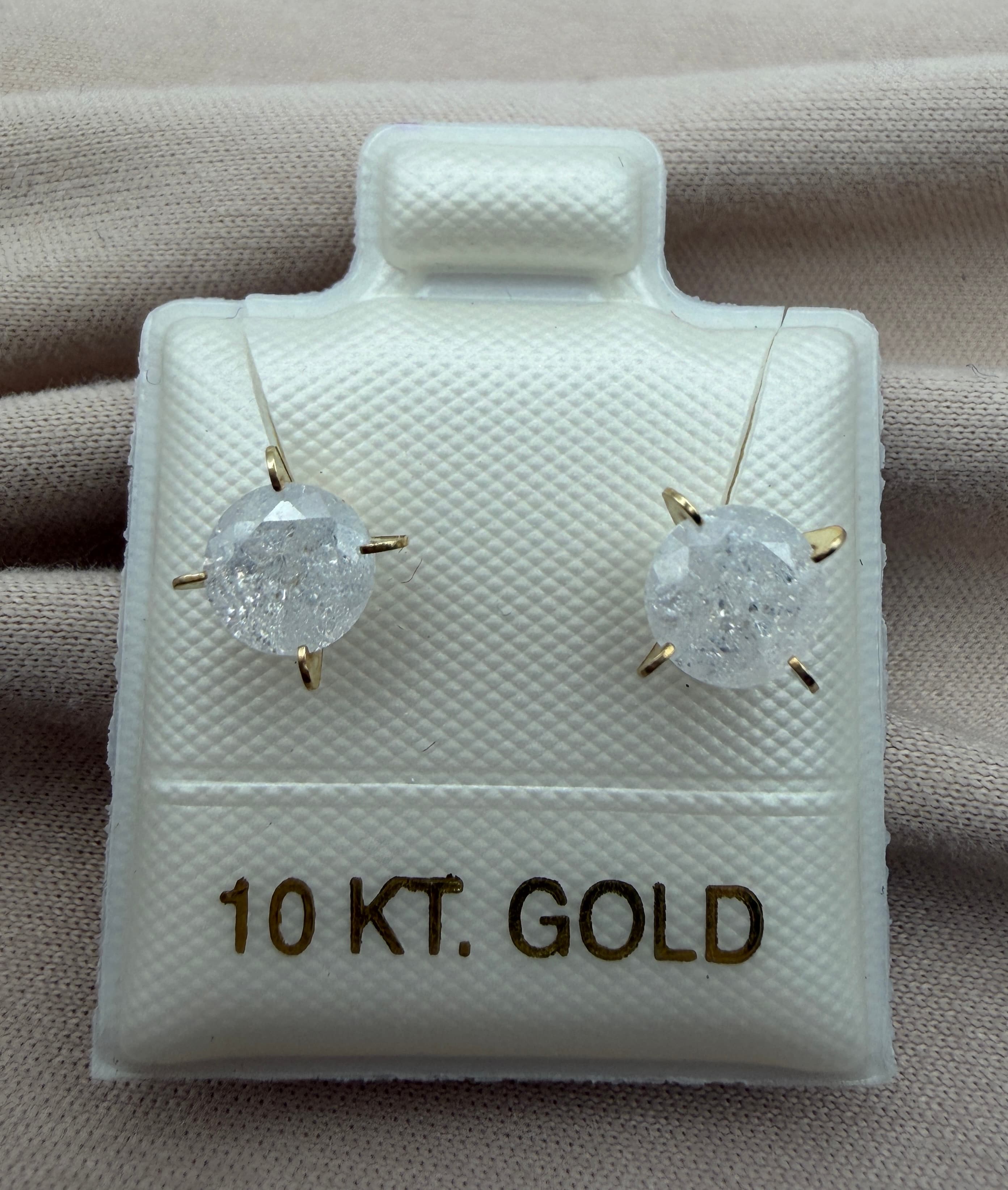 Broqueles Cristal Hielo — Oro 10k